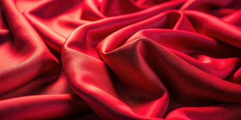 Fototapeta premium Red Fabric with Soft Folds and Wrinkles: A Captivating Exploration of Texture and Color in Textile Photography