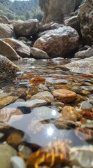 Obraz premium Colorful Pebbles in Mountain Creek Water
