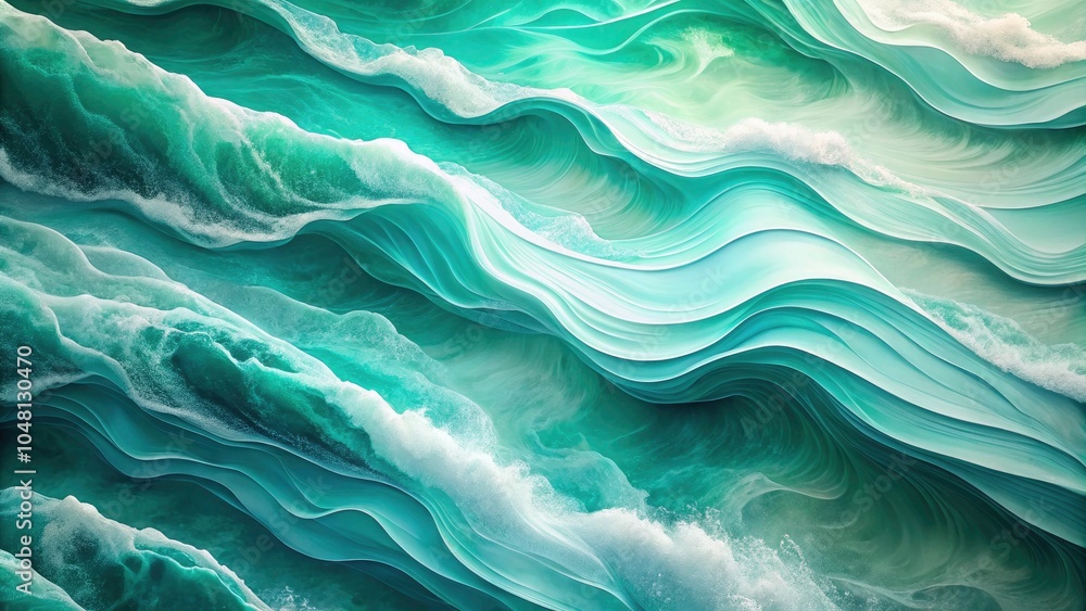 Poster seafoam green abstract pattern with fluid shapes and textured waves for modern design projects and b