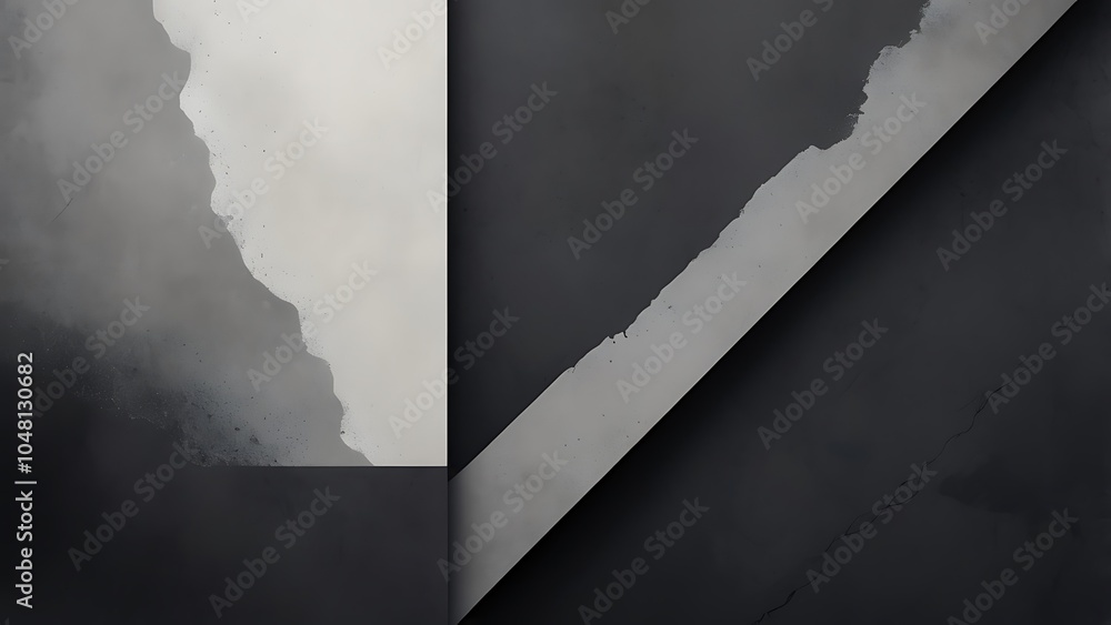 Poster abstract digital artwork featuring a minimalist design with geometric shapes consists of two main se