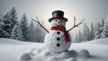 3D Snowman  isolated on white background