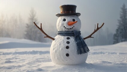 3D Snowman  isolated on white background