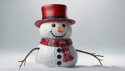 3D Snowman  isolated on white background