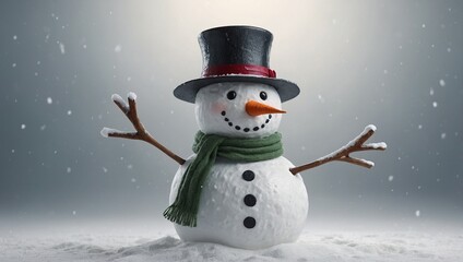 3D Snowman  isolated on white background