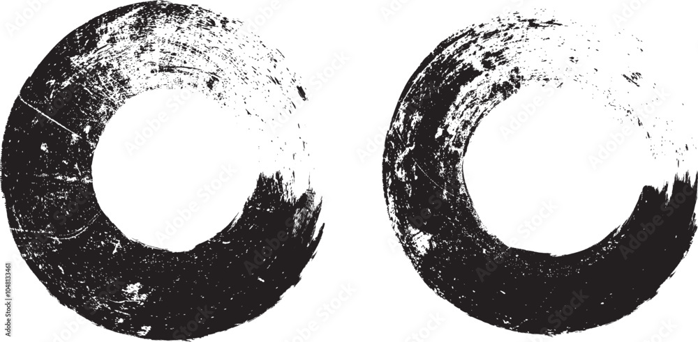 Poster round brushes pack .grunge circle brushes. vector brush stroke. distressed banner. black circles wit
