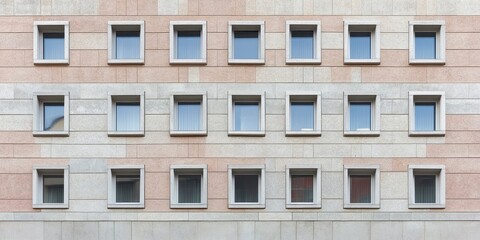 Fototapeta premium Modern Building Facade with Geometric Window Arrangement