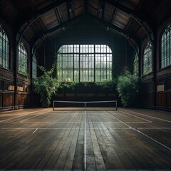 Naklejka premium Indoor Tennis Court with Natural Light