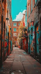 Fototapeta premium Colorful Alleyway in a Vibrant City Scene