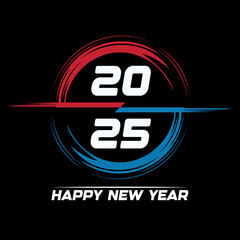 Happy New Year 2025 Typography Logo Design Of 2025 New Year Black Background Design