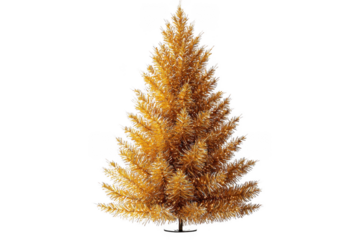 Yellow fiber optic Christmas tree isolated on transparent background, png file, no background png file