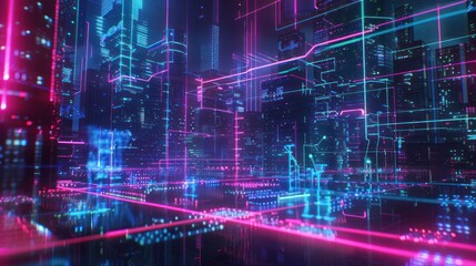Fototapeta premium Neon Cityscape