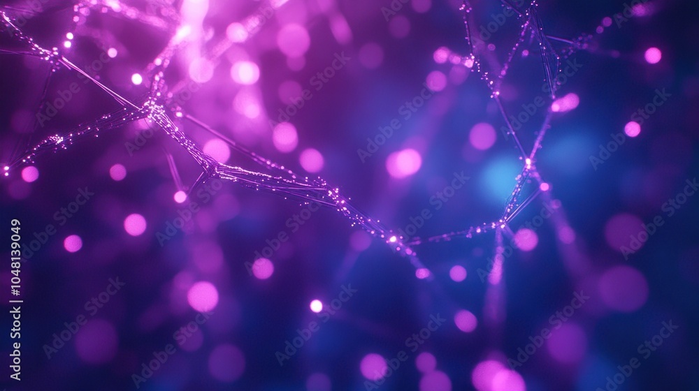 Poster abstract purple and blue bokeh with delicate lines