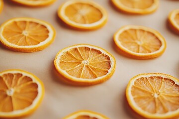 Fototapeta premium Sliced oranges spread out for festive decor
