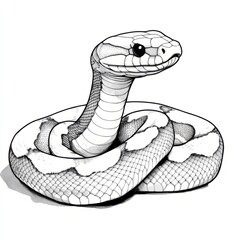 Fototapeta premium A detailed illustration of a coiled snake with a prominent head.