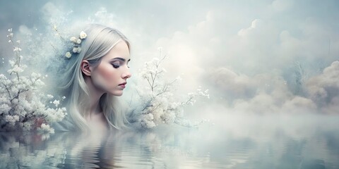 Naklejka premium Watercolor Light Gray Soft Background with Monochrome Overlay - Surreal Medium Shot for Creative Projects and Digital Art