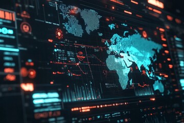 Obraz premium A cyber threat intelligence dashboard, showing real-time data on global cyber attacks and emerging threats.
