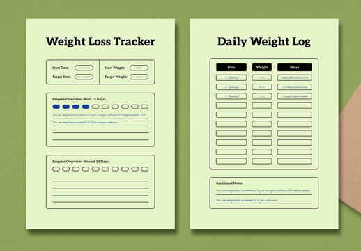 Weight Loss Tracker Planner
