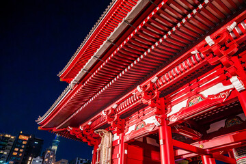 Senso-ji temple by night in Asakusa, Taito City, Tokyo, Japan