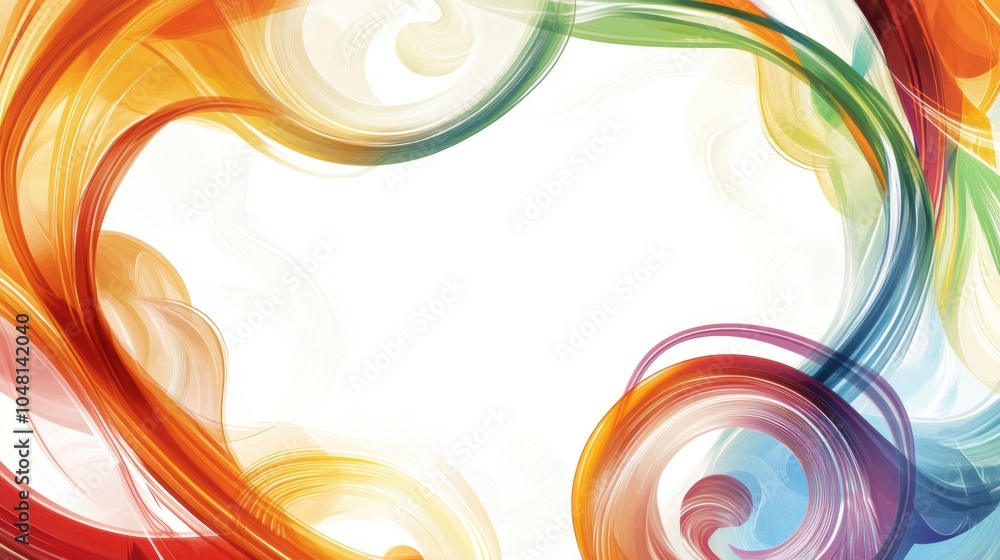 Poster vibrant abstract swirl border banner featuring a colorful design and a central blank space for versa