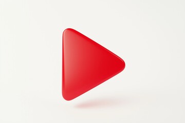 A sleek, bold red arrow pointing to the right, with a glossy, curved surface and minimal design