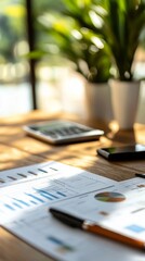 An empty scene featuring blank mockup template of income and expense breakdown reports,