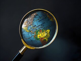Planet Earth in Magnifying Glass Symbolizing Cultural and Regional