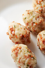 Vegetable rice balls on a plate