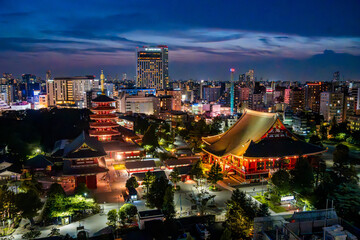 Senso-ji temple by night in Asakusa, Taito City, Tokyo, Japan
