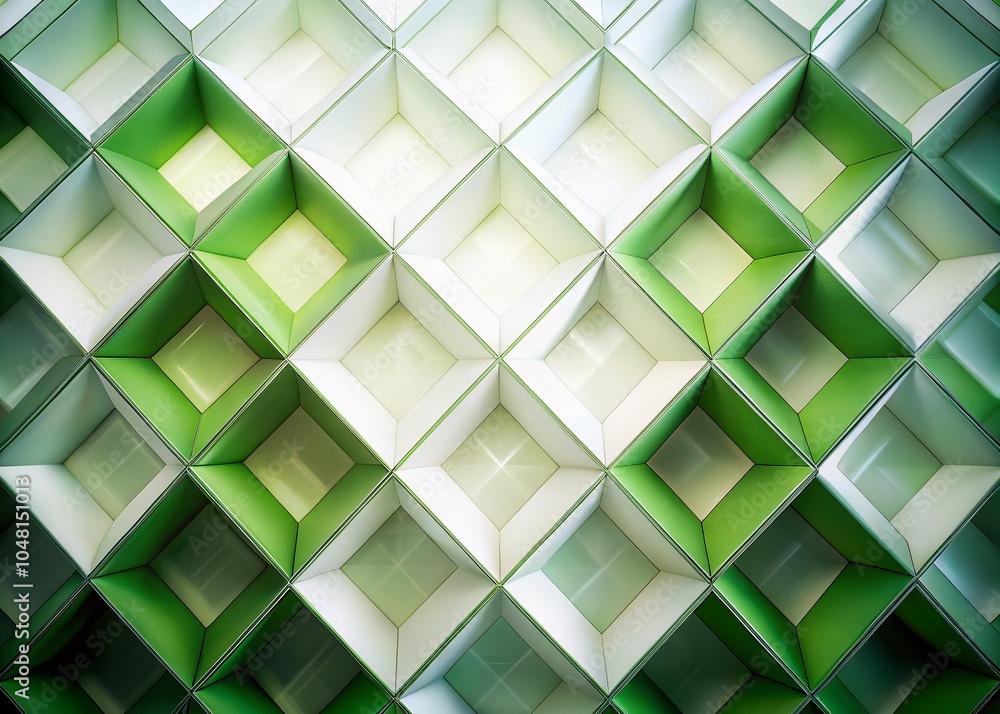 Poster abstract geometry in white and green patterns for modern design aesthetic and visual appeal