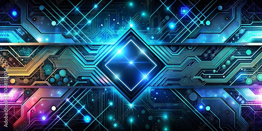 Poster abstract geometrical cyber tech banner for metaverse and web 3 design template