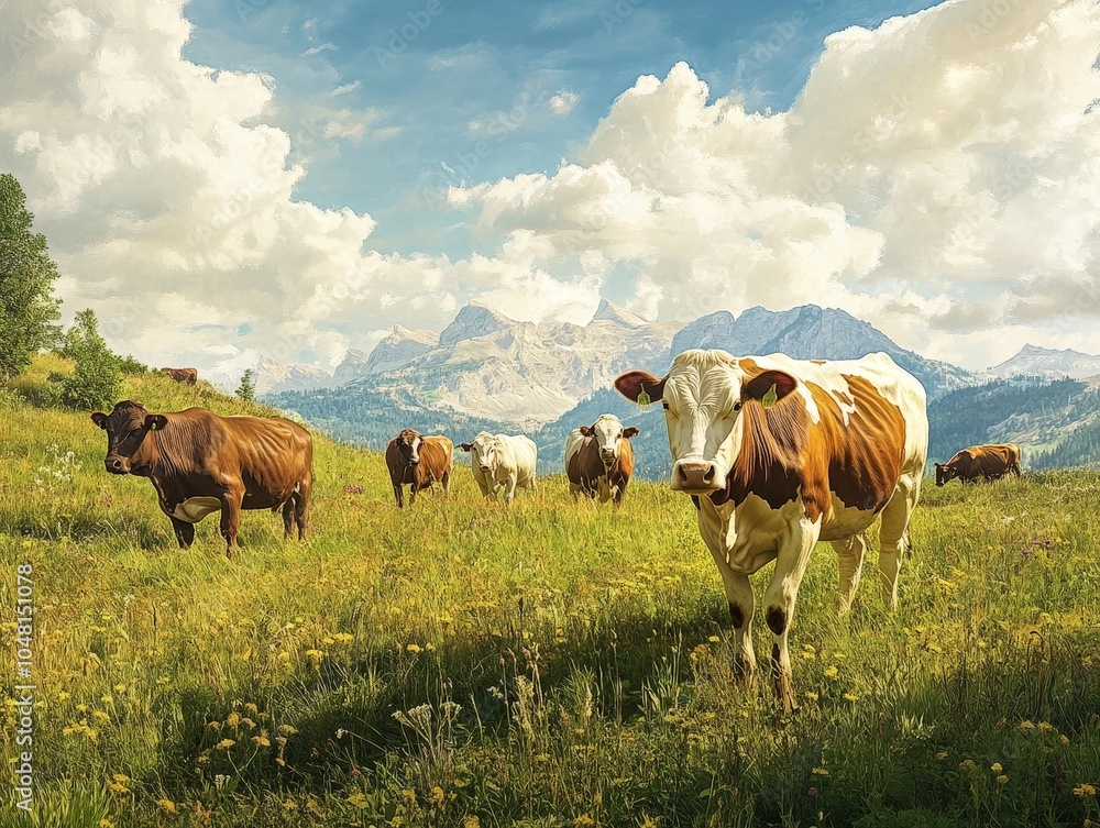 Poster a group of farmers practicing rotational grazing with cattle, improving soil structure and increasin