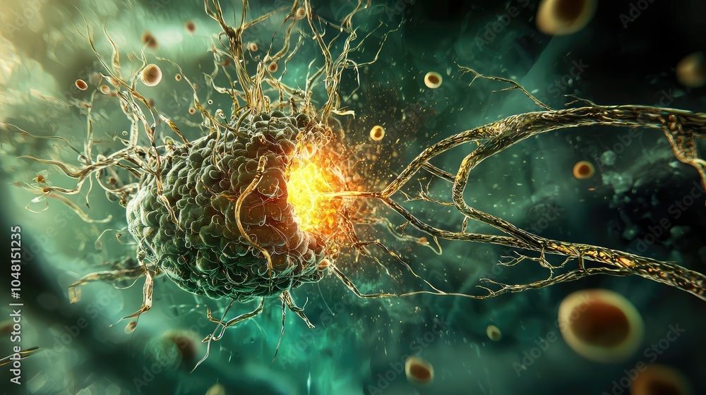 Poster 3d representation of stem cells in abstract environment