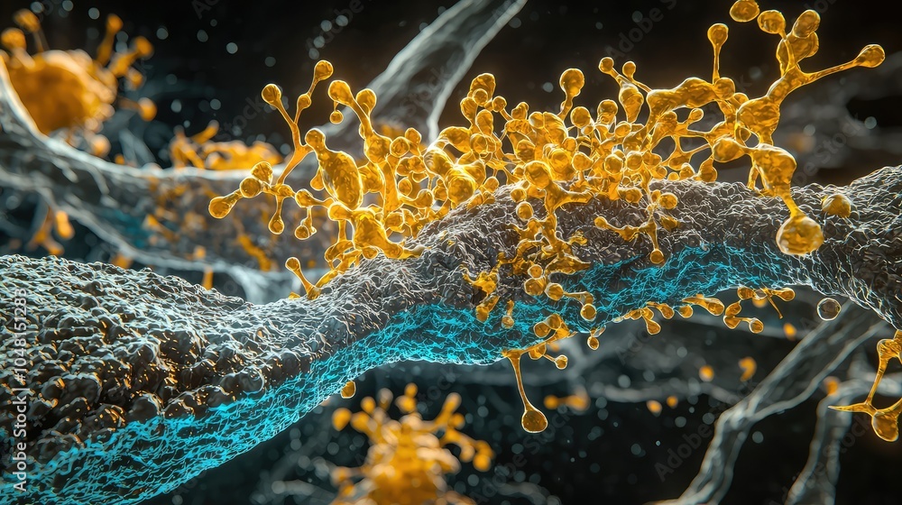 Poster 3d visualization of stem cells multiplying process
