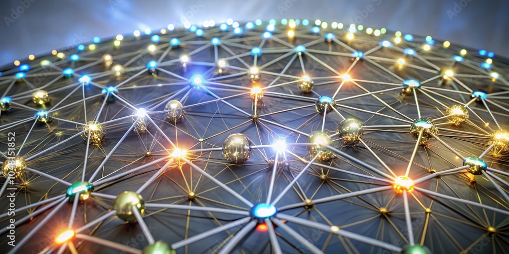 Poster abstract network connections with glowing nodes on dark background for dynamic visuals