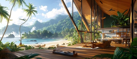 Obraz premium Tropical Beach House with Stunning Ocean Views.