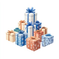 Colorful gift boxes with ribbons and bows.