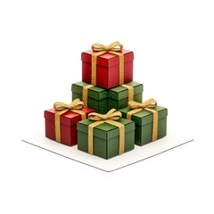 Obraz premium Colorful stacked Christmas gifts with bows.
