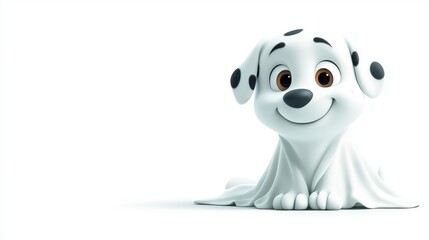 Naklejka premium Playful Ghost Dog Clipart for Halloween - Comic Style Spooky Character on White Background