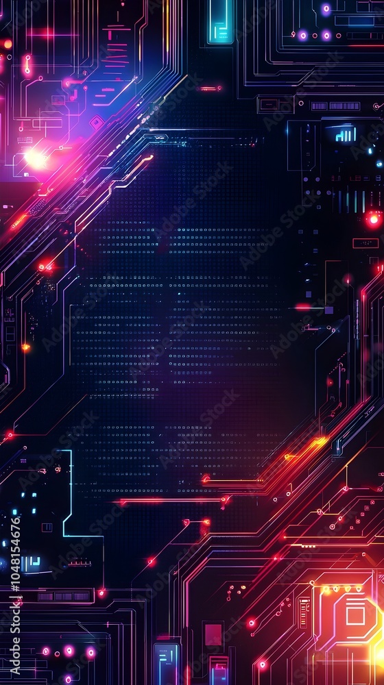 Poster futuristic technology circuit board frame background concept with glowing elements