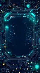 Fototapeta premium Futuristic Tech Inspired Frame with Glowing Circuit Board Designs