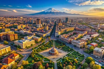 Obraz premium Aerial Drone View of Yerevan Cityscape, Armenia - Stunning Urban Landscape Photography