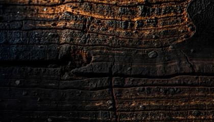 Fototapeta premium Detailed Burnt Wood Texture with Blackened Surface