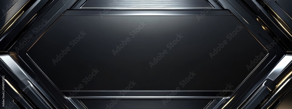 Poster sleek metallic banner with polished frame, central blank space, perfect for showcasing text or graph