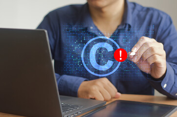 legal protection of digital intellectual property, copyright or patent concept,  safeguarding...