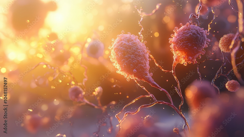 Poster dynamic 3d animation of stem cells interaction