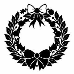 Christmas wreath Black silhouette