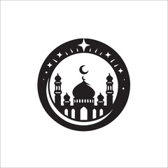 Mosque logo design with Islamic creative concept Vector black
