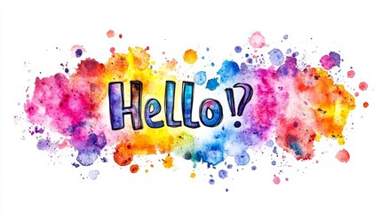 Obraz premium Colorful Watercolor Hello Splashes Greeting Card Design