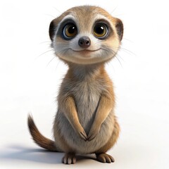 a meerkat 3d render cute illustration on white background