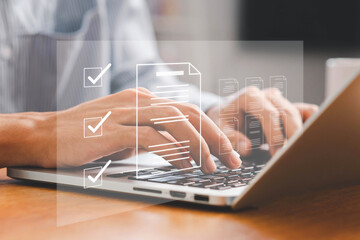 Businessman checking contract documents Manage documents and agreements Contract signing and business cooperation commercial signing Agreement and approval ,Confirmation of contract documents.